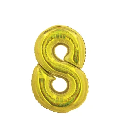 Gold Holographic Foil Number Balloon 8