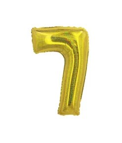 Gold Holographic Foil Number Balloon 7