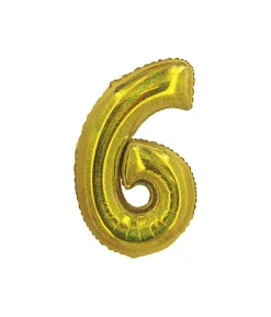 Gold Holographic Foil Number Balloon 6