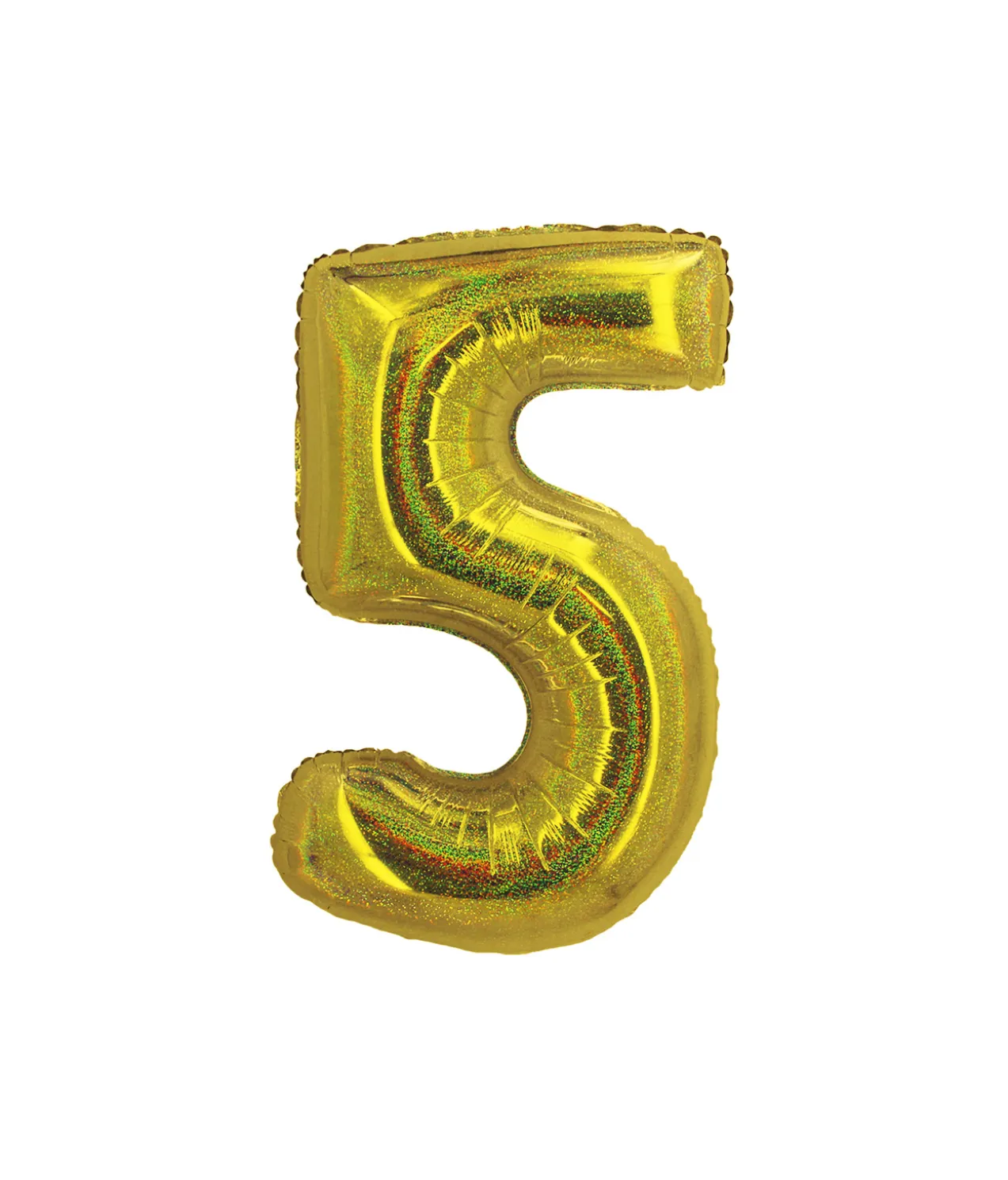 Gold Holographic Foil Number Balloon 5