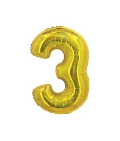 Gold Holographic Foil Number Balloon 3