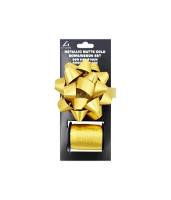 Gold Matte Gift Bow & Ribbon Set