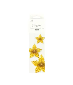 Gold Metallic Star Paper Fan Set 3pc