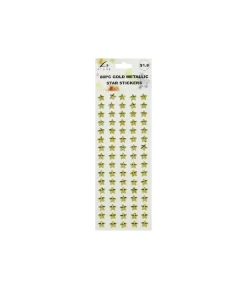 Gold Metallic Star Stickers 80pc