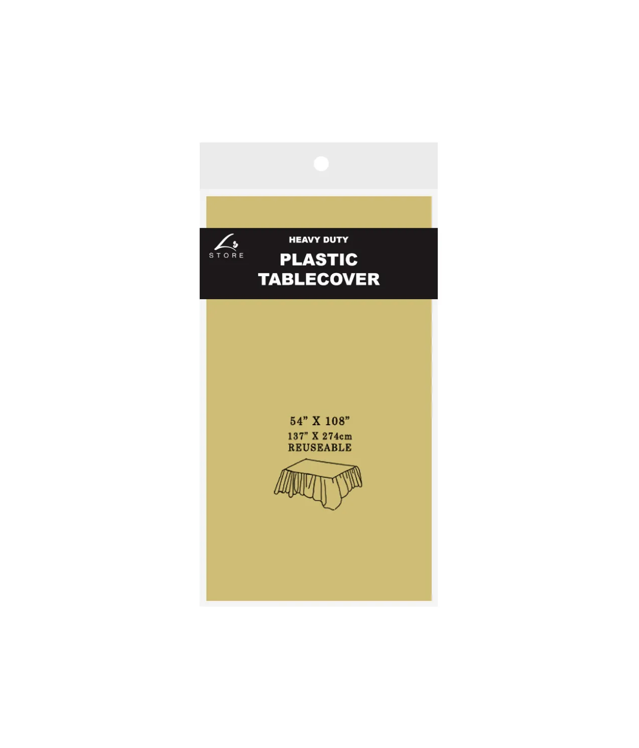 Gold Plastic Tablecover 137x274cm