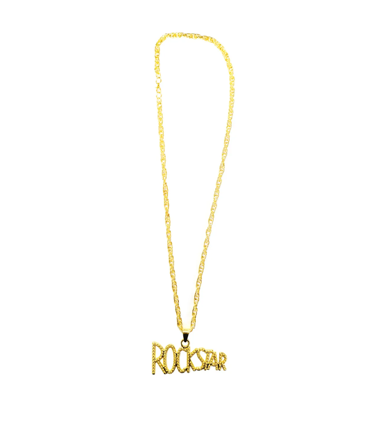 Gold Rock Star Metal Bling Necklace 70cm