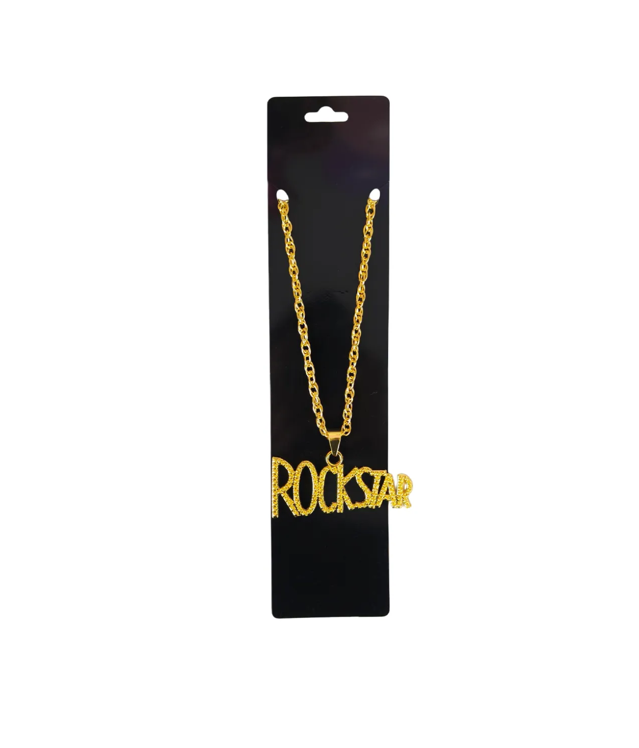 Gold Rock Star Metal Bling Necklace 70cm