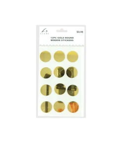 Gold Round Mirror stickers 19.5x10cm 12pc