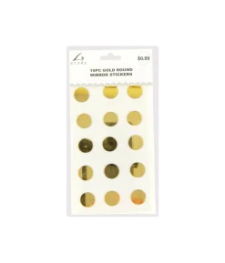 Gold Round Mirror stickers 19.5x10cm 15pc