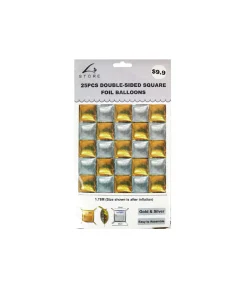 Gold & Silver Double-Sided Square Foil Balloon 25pc