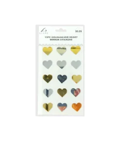 Gold&Silver Heart Mirror stickers 15pc