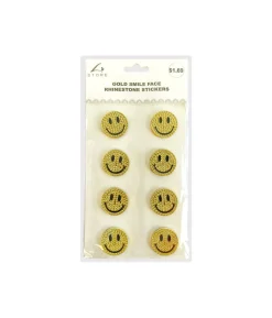 Gold Smile Face Rhinestone Stickers