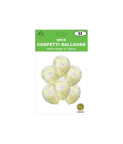 Gold Star Confetti Balloon 12inch 6pk