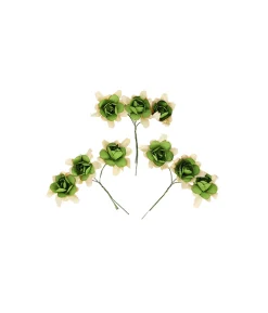 Green Artificial Craft Rose Flowers 9pc 4.5cm