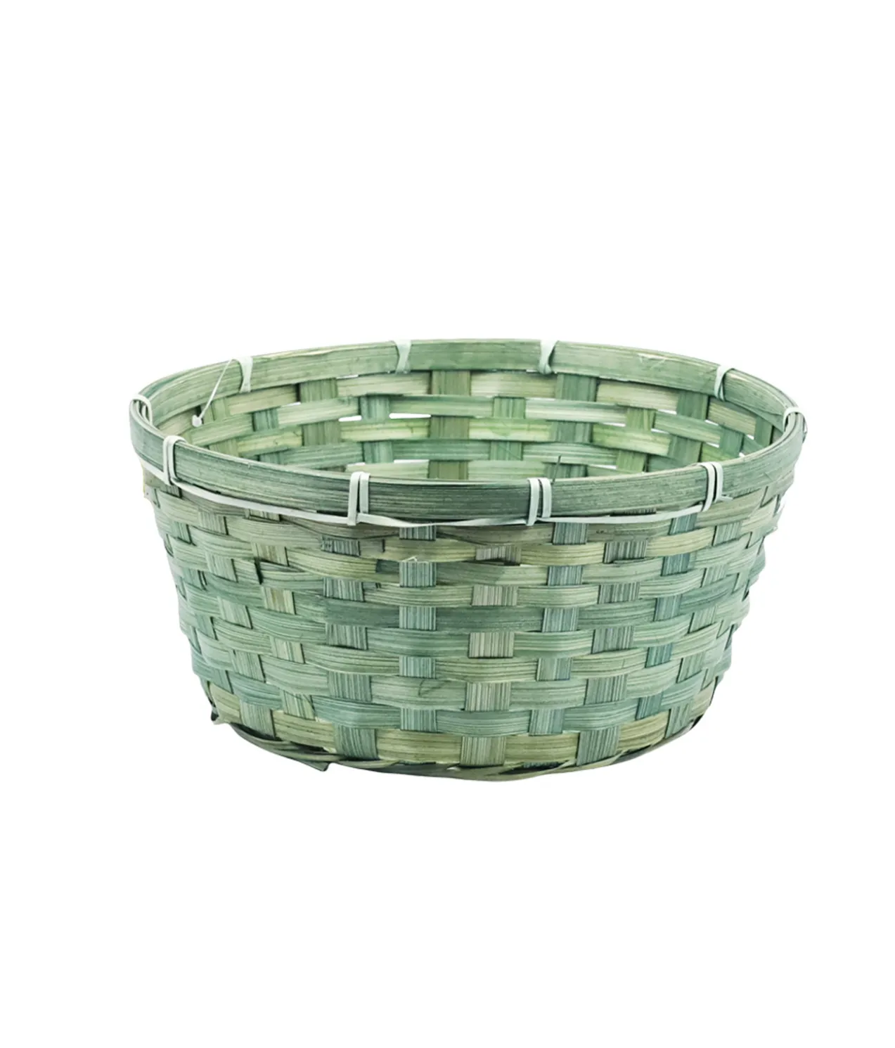 Green Bamboo Round Basket 27x12cm