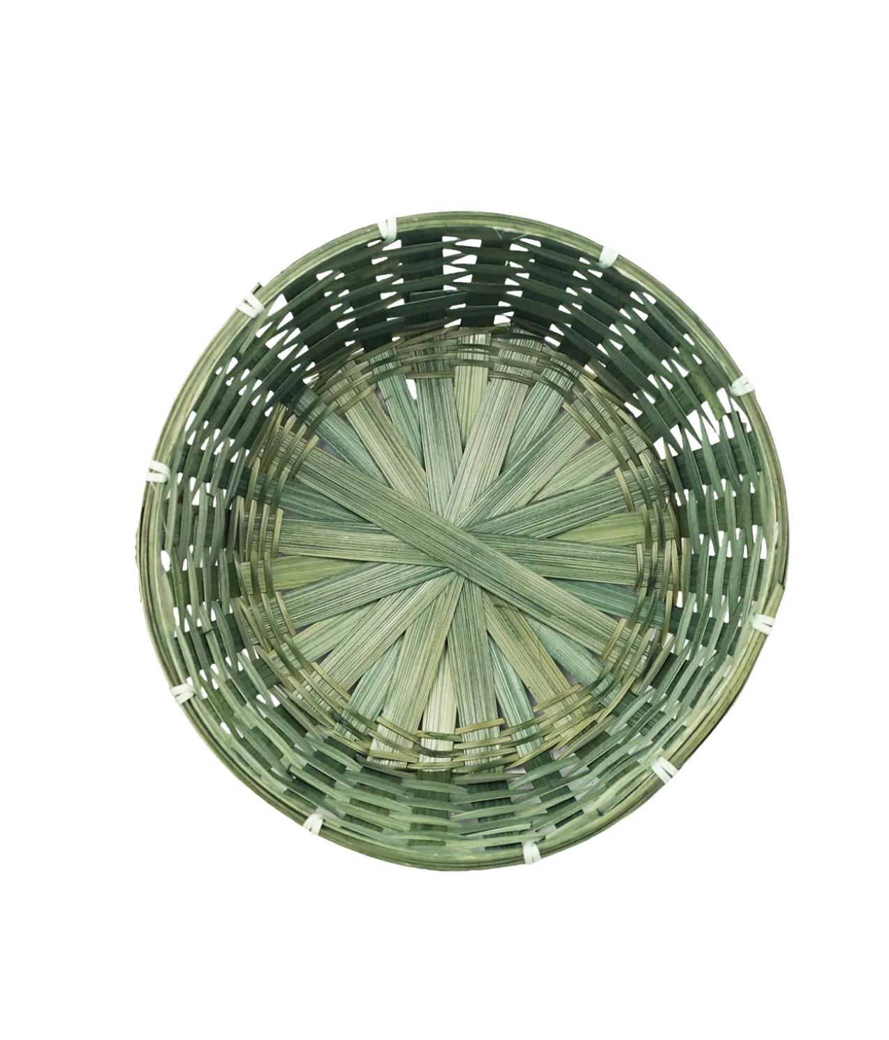 Green Bamboo Round Basket 27x12cm