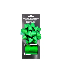 Green Matte Gift Bow & Ribbon Set