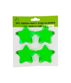 Green Party Star Glasses 15x7cm 2pc