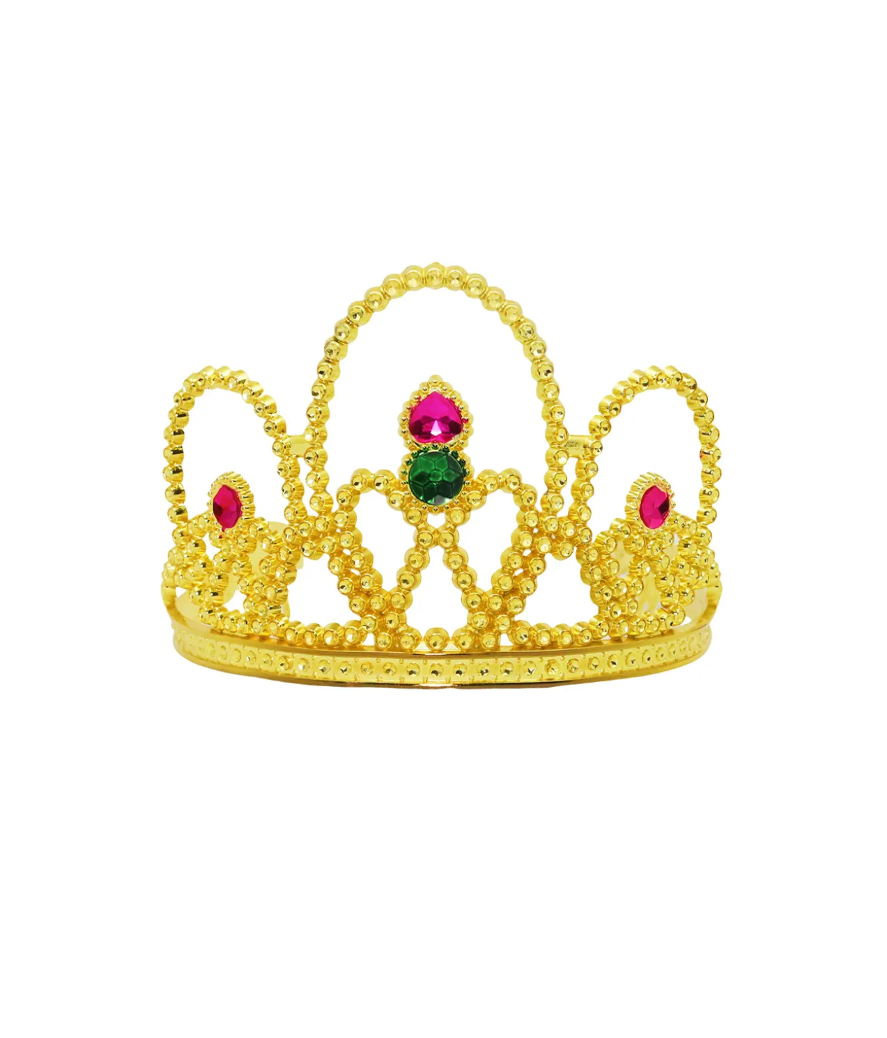 Green & Pink Gem Gold Tiara Crown