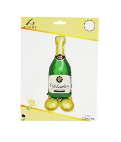 Green Wine Bottle with Base Foil Balloon 1pc 130x48x48cm