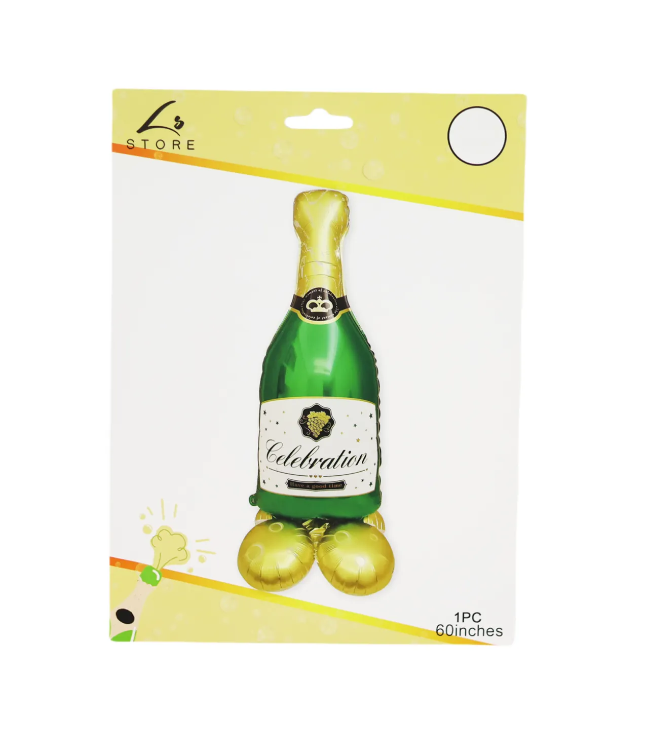 Green Wine Bottle with Base Foil Balloon 1pc 130x48x48cm