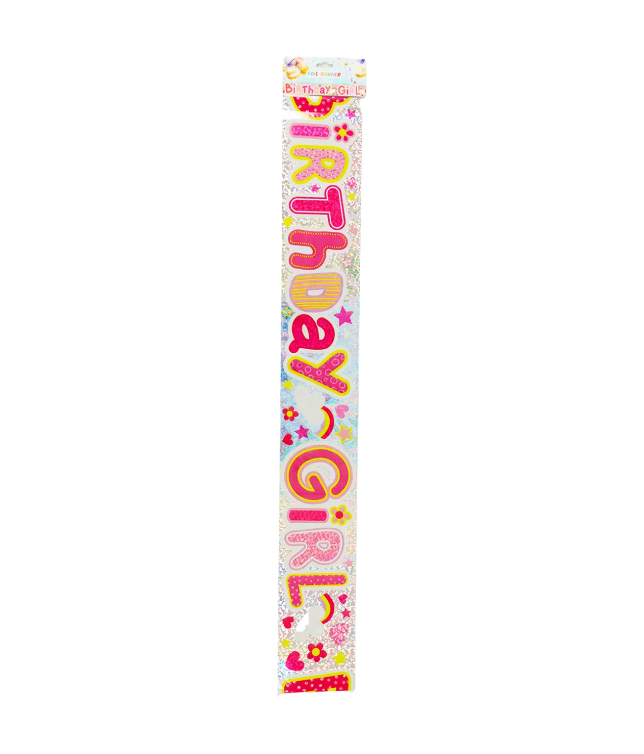 Grey Birthday Girl Foil Banner 11 x 260 cm