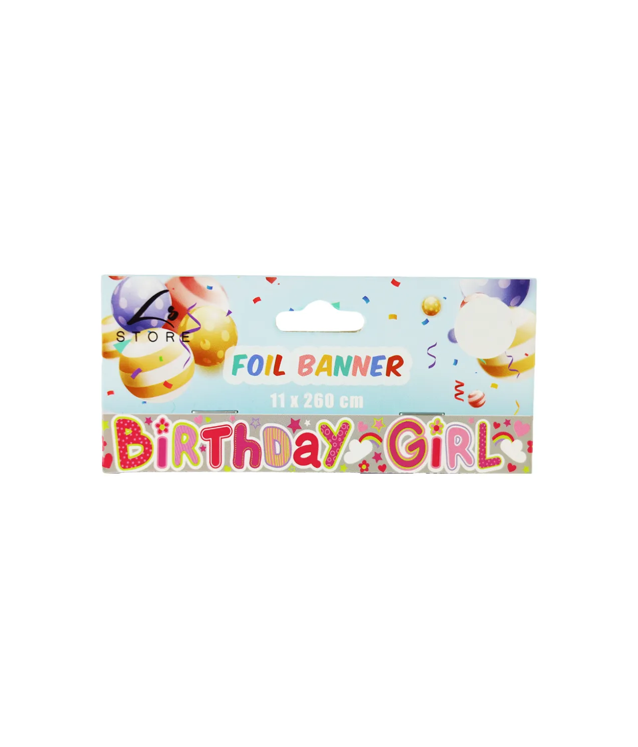 Grey Birthday Girl Foil Banner 11 x 260 cm