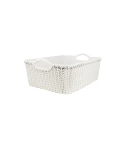 Grey Plastic Rattan Basket 29×22.5x12cm