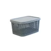 Grey Plastic Storage Basket with Lid 23x16x10 cm