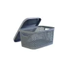 Grey Plastic Storage Basket with Lid 28x20x15 cm