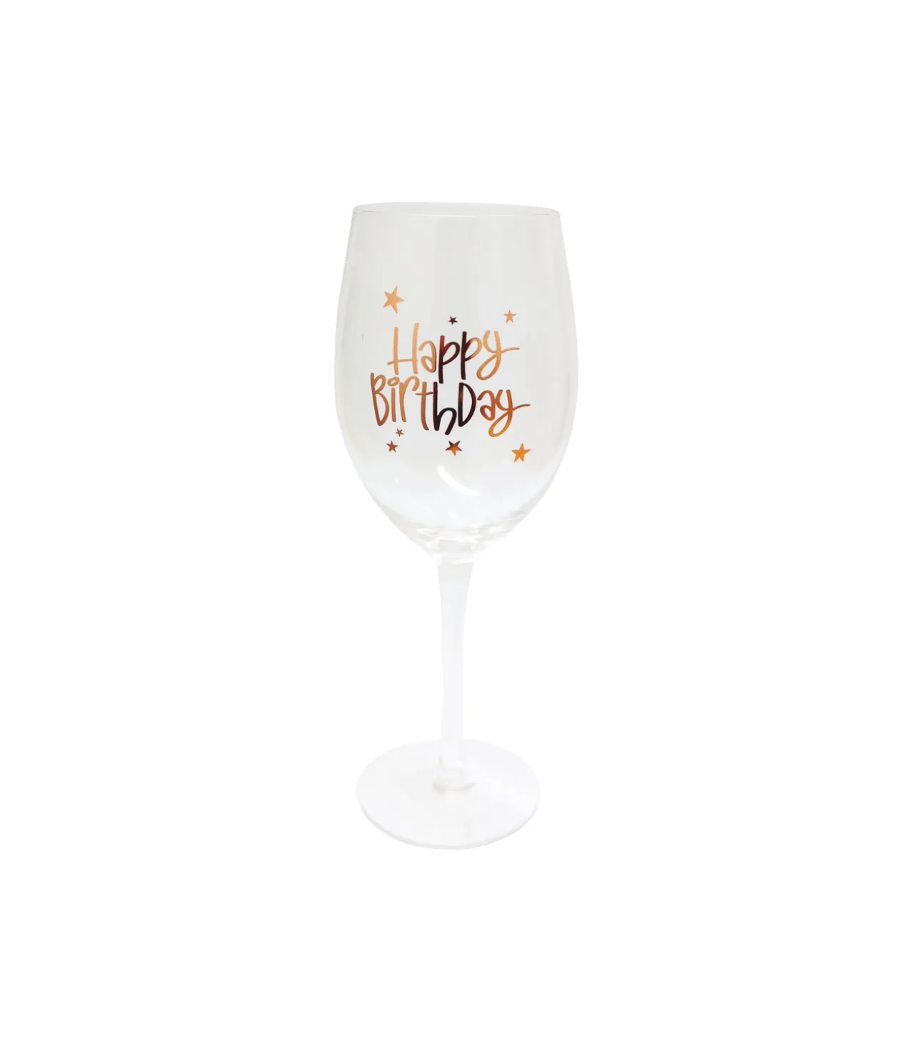Happy Birthday Clear Stem Wine Glass