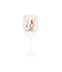 18 Happy Birthday Clear Stem Wine Glass