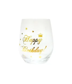 Happy Birthday Stemless Wine Glass