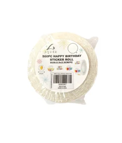 Happy Birthday Sticker Roll 2.5×2.5cm 500pc