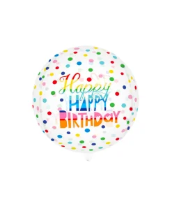 Happy Birthday Transparent Sphere Balloon 15in