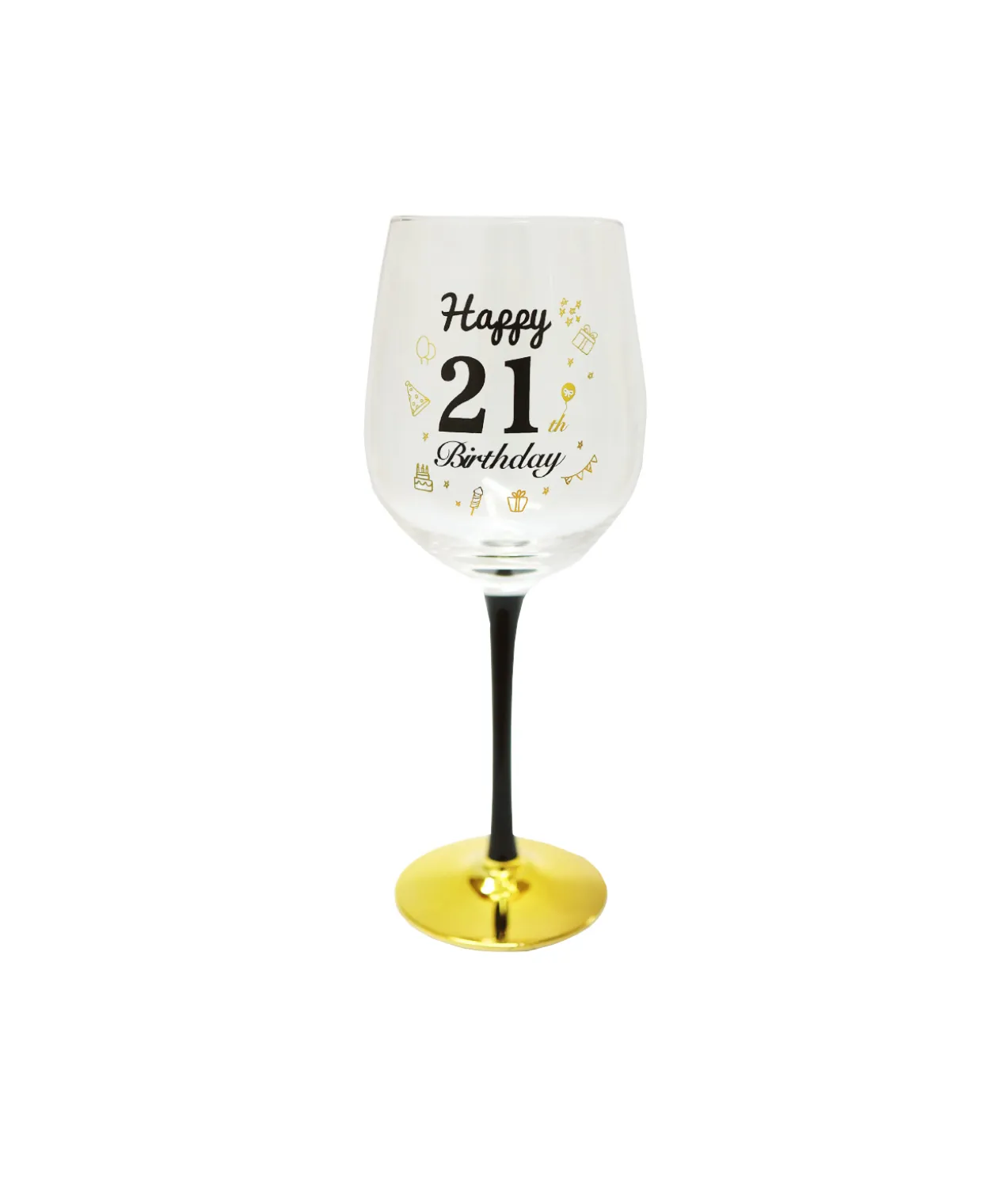 Happy 21 Birthday Wine Glass