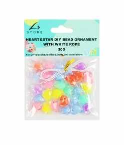 Heart and Star DIY Bead Ornament With White Rope 30g