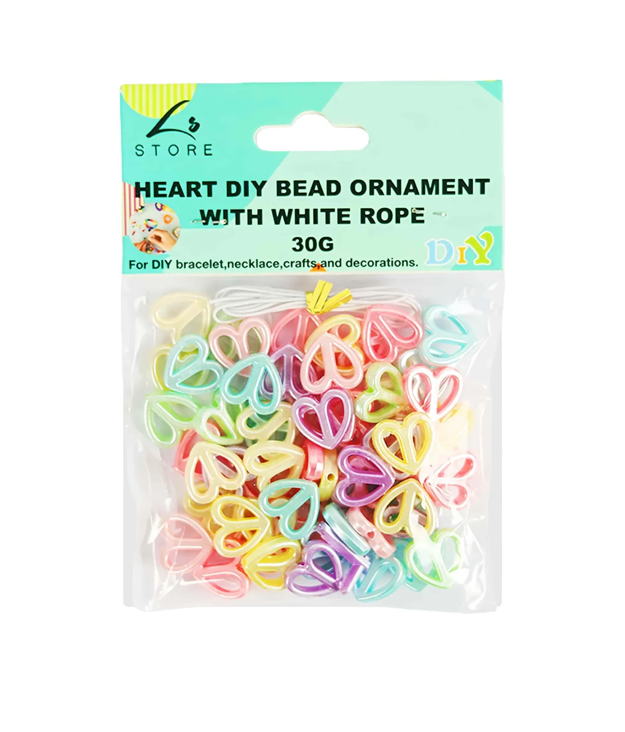 Heart DIY Bead Ornament With White Rope 30g