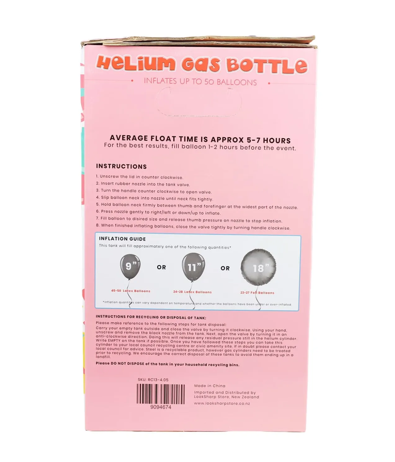 Helium Gas Bottle 13.3L
