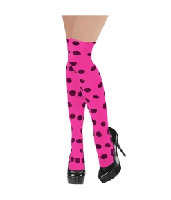 Hot Pink Party Stocking with Black Polka Dots
