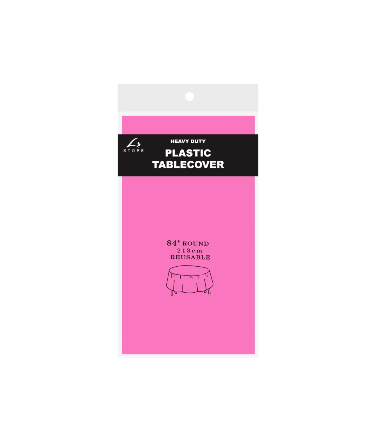 Hot Pink Round Plastic Tablecover 213x213cm