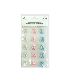 Iridescent Bear Rhinestone Stickers 15pc