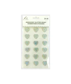 Iridescent Glitter Heart Rhinestone Stickers
