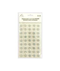 Iridescent Glitter Round Rhinestone Stickers