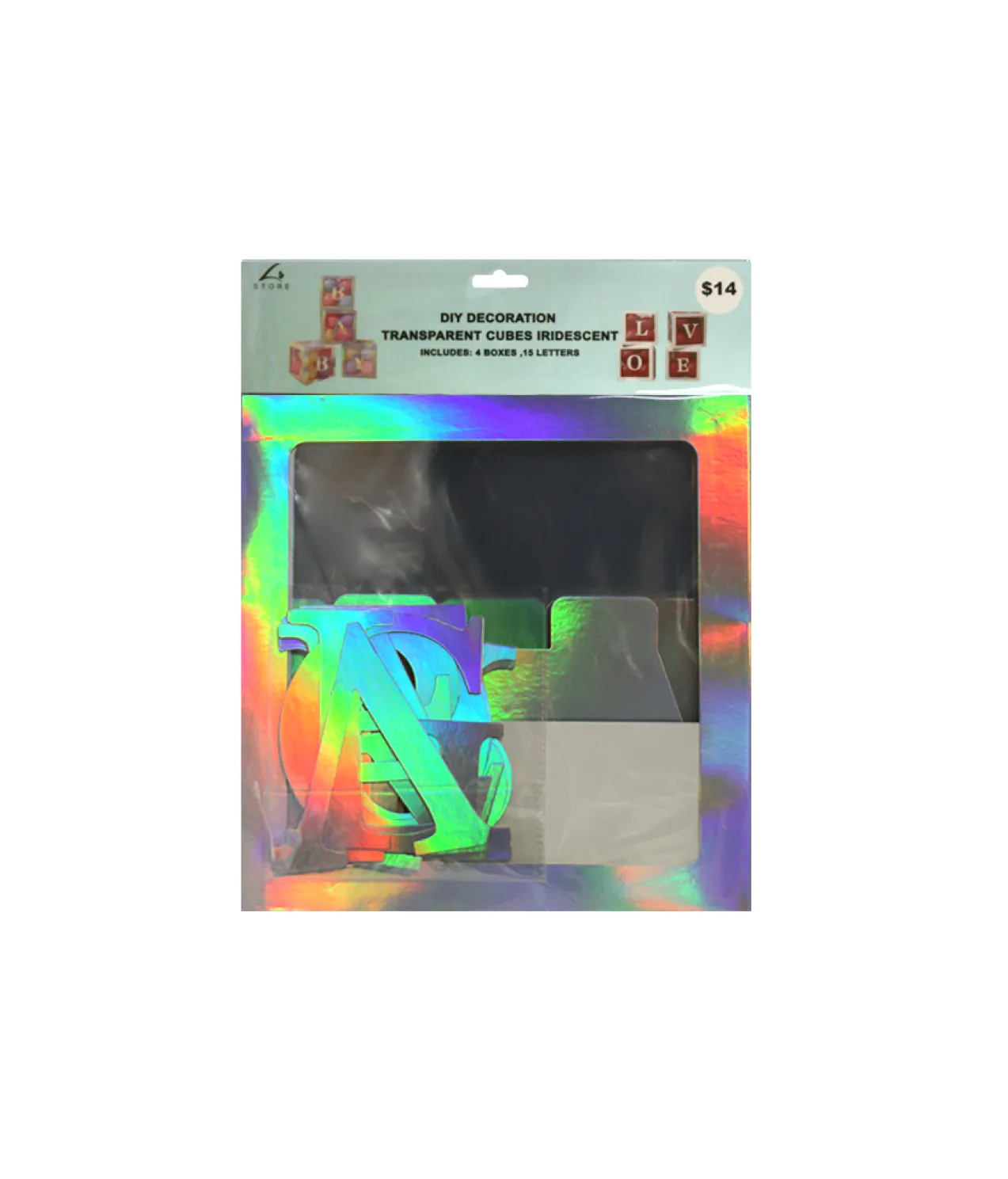 Iridescent Transparent Decoration Cube Set