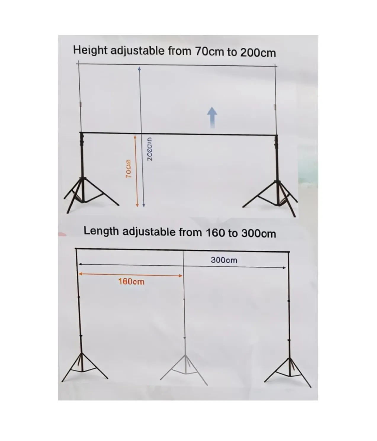 Iron Adjustable Backdrop Stand 2 x 3m