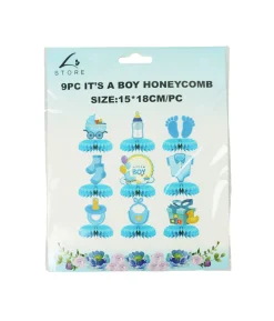 IT’S A Boy Honeycomb Decorations 15x18cm 9PC