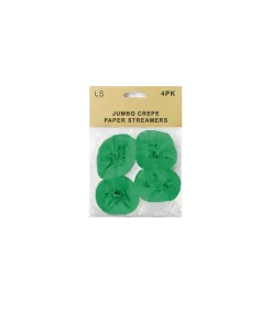 Jumbo Crepe Paper Streamers Green 4pk