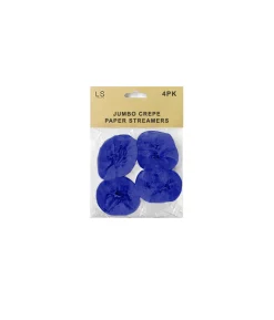 Jumbo Crepe Paper Streamers Royal Blue 4pk