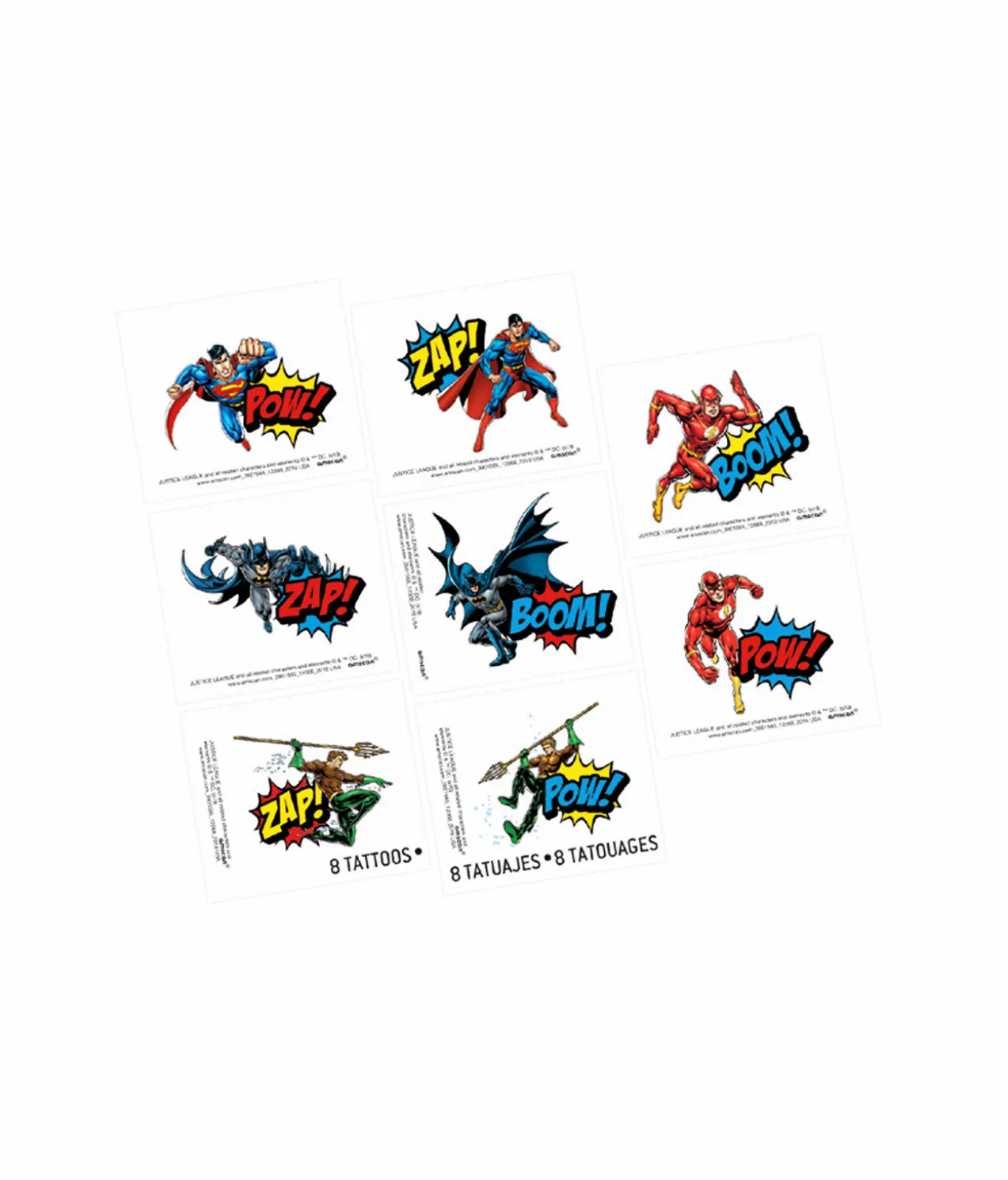 Justice League Tattoo Favors 8pk